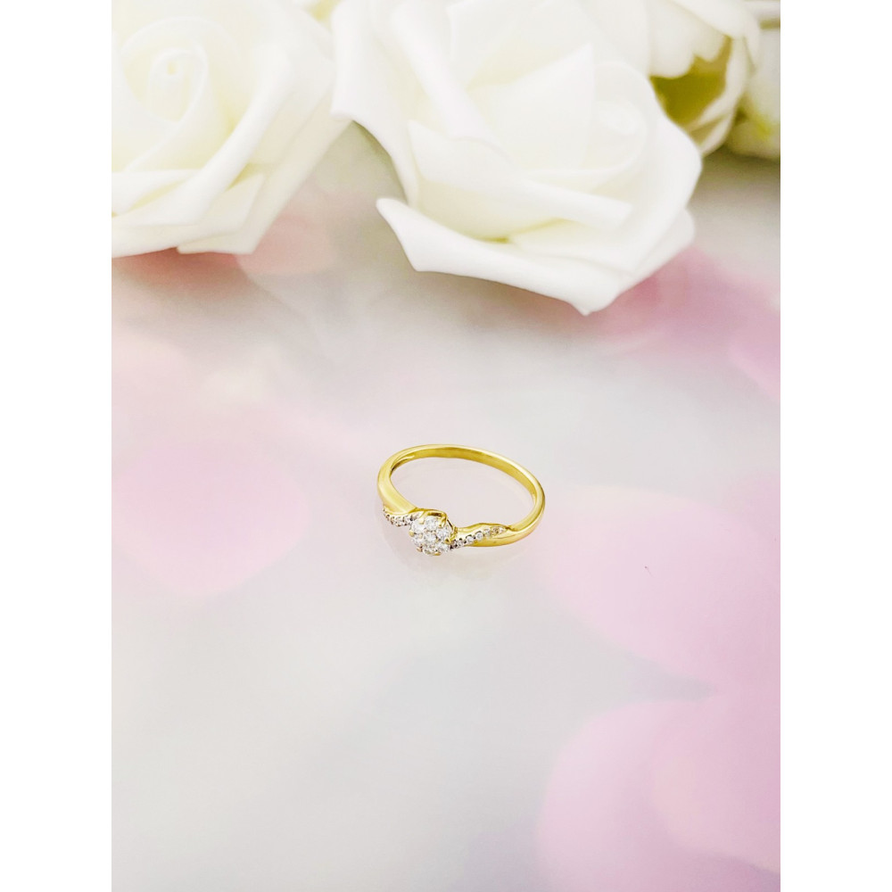 Blume Verlobungsring mit Diamant Gold 585er 14KT