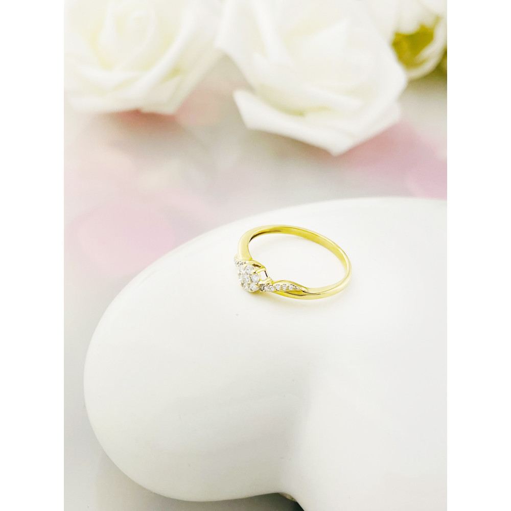 Blume Verlobungsring mit Diamant Gold 585er 14KT