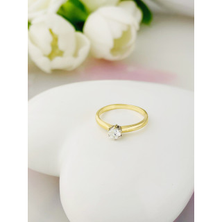 Złoty pierścionek zaręczynowy z brylantem bikolor