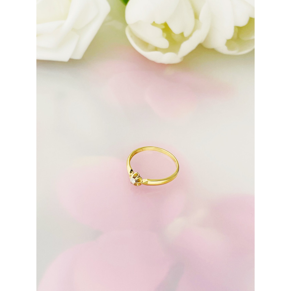 Blume Verlobungsring mit Diamant Gold 585er 14KT