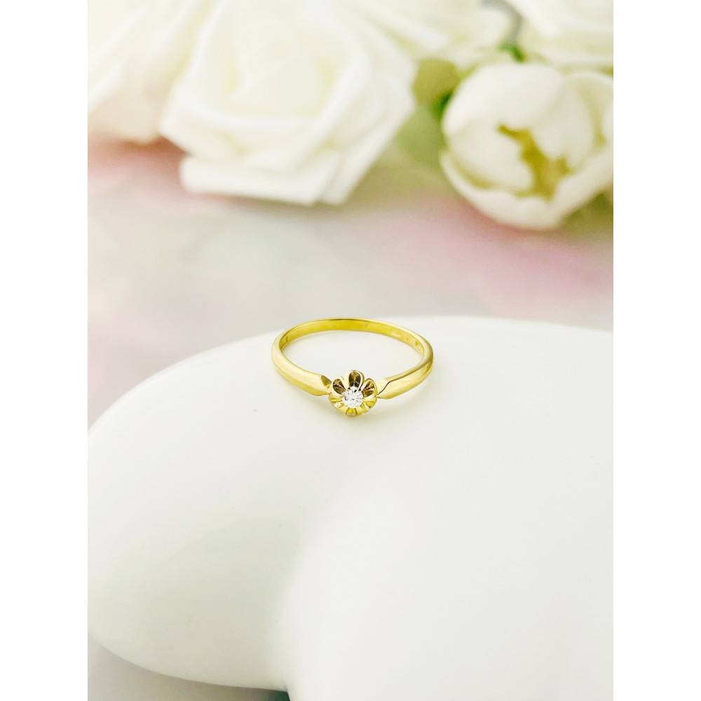 Blume Verlobungsring mit Diamant Gold 585er 14KT