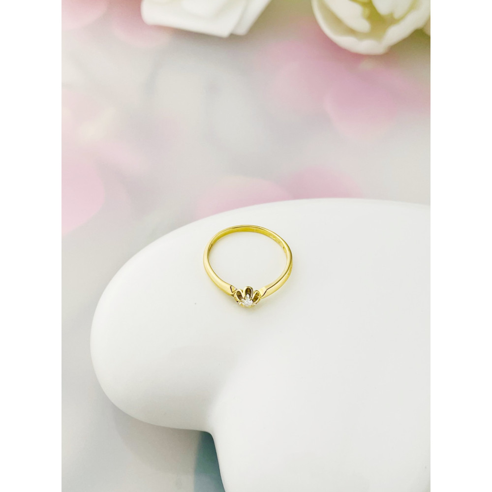 Blume Verlobungsring mit Diamant Gold 585er 14KT