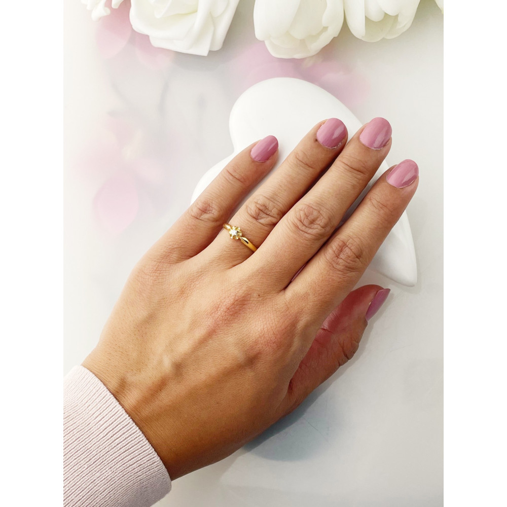 Blume Verlobungsring mit Diamant Gold 585er 14KT