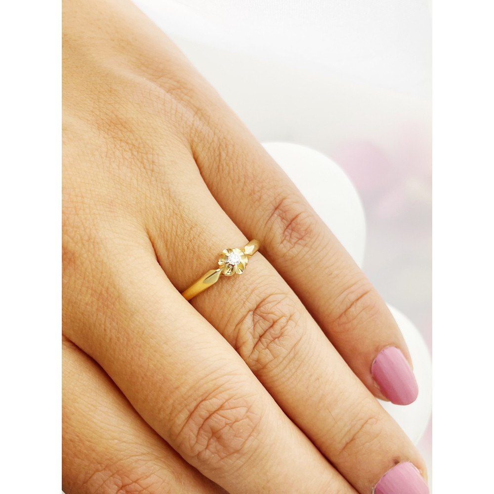 Blume Verlobungsring mit Diamant Gold 585er 14KT
