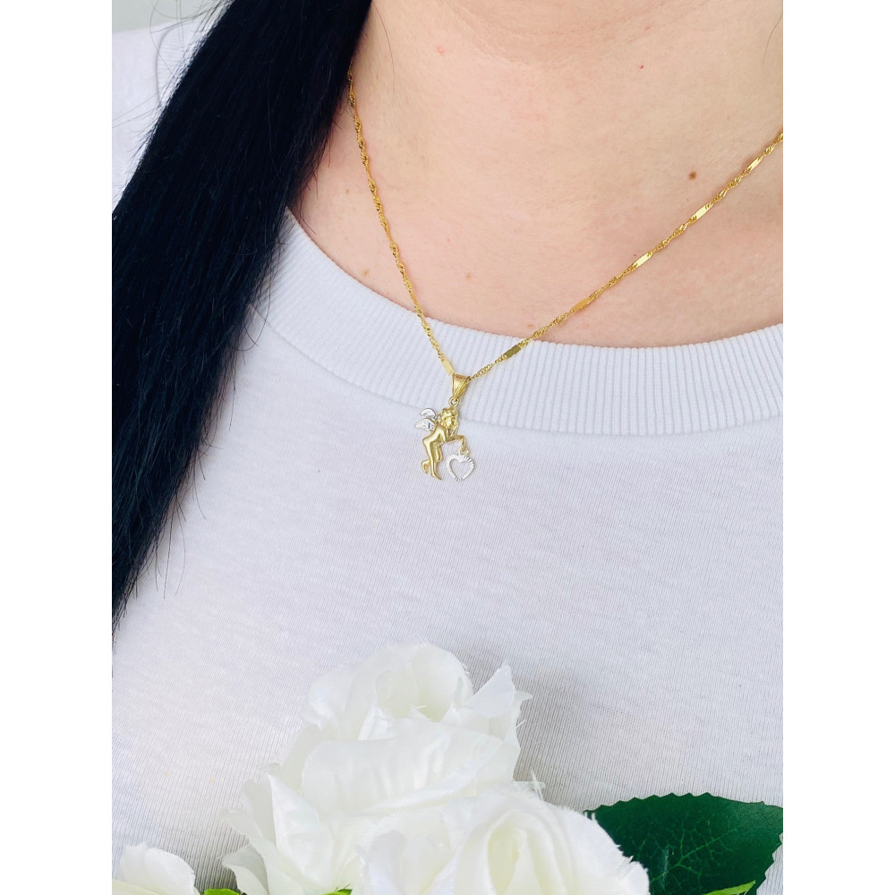 Anhänger Schutzengel Engel Kettenanhänger Bicolor Zweifarbig Gold Goldanhänger