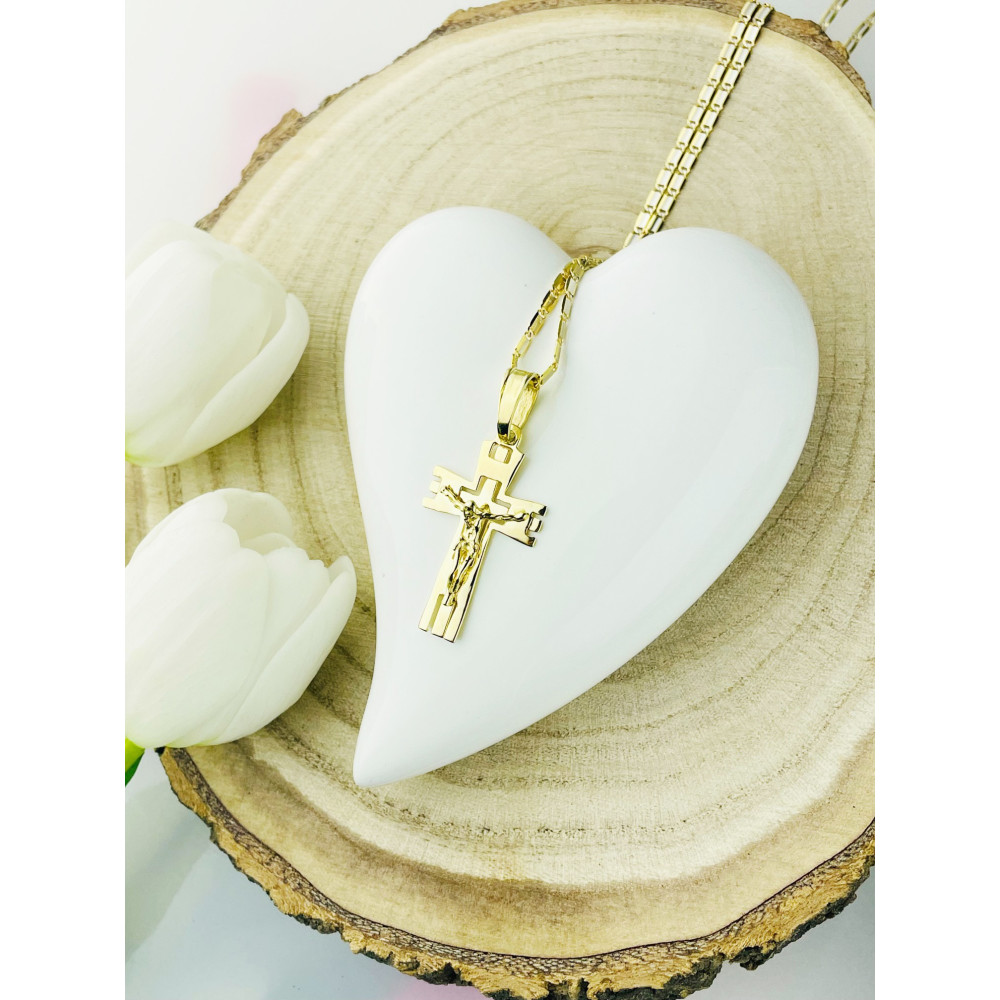 Goldanhänger Kettenanhänger Gold Anhänger Kreuz mit Jesus Goldkreuz Erstkommunion Gelbgold 585er 14KT