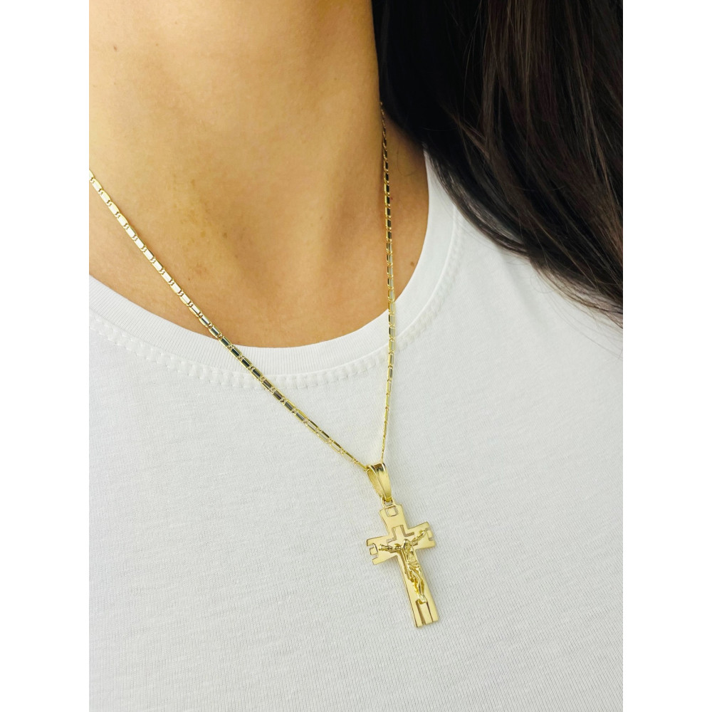 Goldanhänger Kettenanhänger Gold Anhänger Kreuz mit Jesus Goldkreuz Erstkommunion Gelbgold 585er 14KT