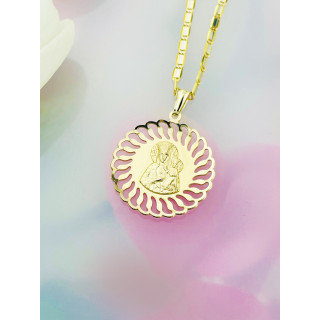 Złoty Medalik Zawieszka Matka Boska Częstochowska Chrzest Komunia