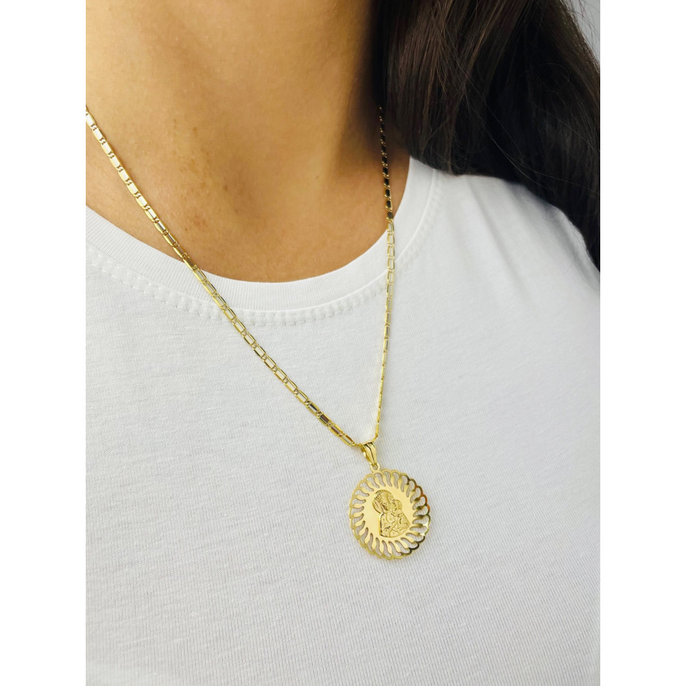 Złoty Medalik Zawieszka Matka Boska Częstochowska Chrzest Komunia