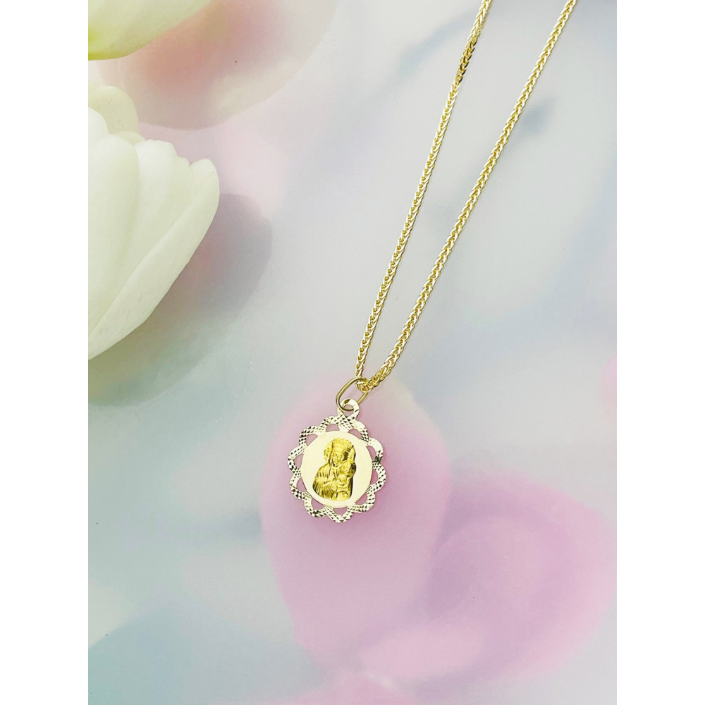 Złoty Medalik Zawieszka Matka Boska Częstochowska Chrzest Komunia