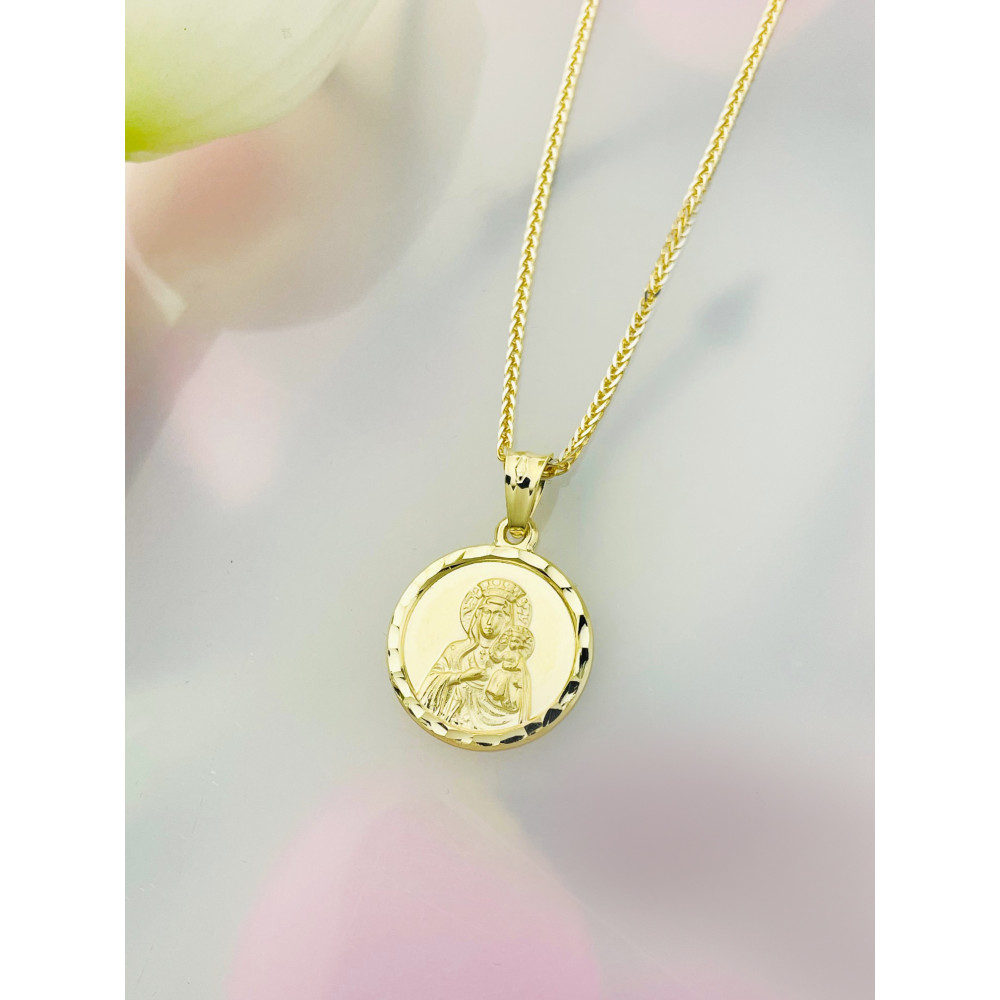 Złoty Medalik Zawieszka Matka Boska Częstochowska Chrzest Komunia