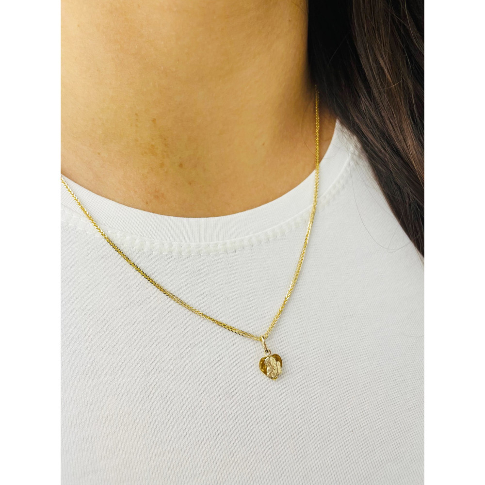 Złoty Medalik Zawieszka serce Matka Boska Częstochowska Komunia Chrzest