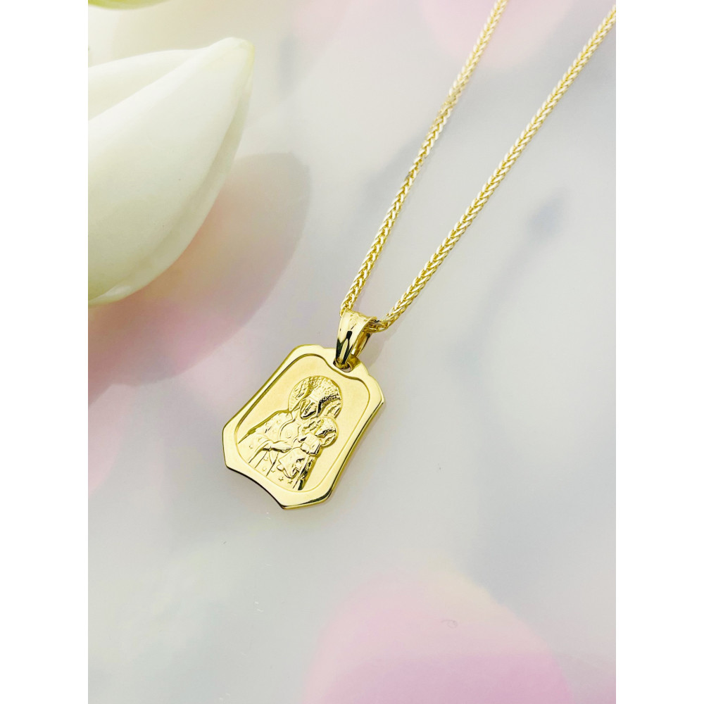 Złoty Medalik Zawieszka Matka Boska Częstochowska Chrzest Komunia