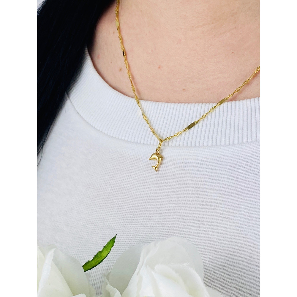 Złota zawieszka wisiorek delfin