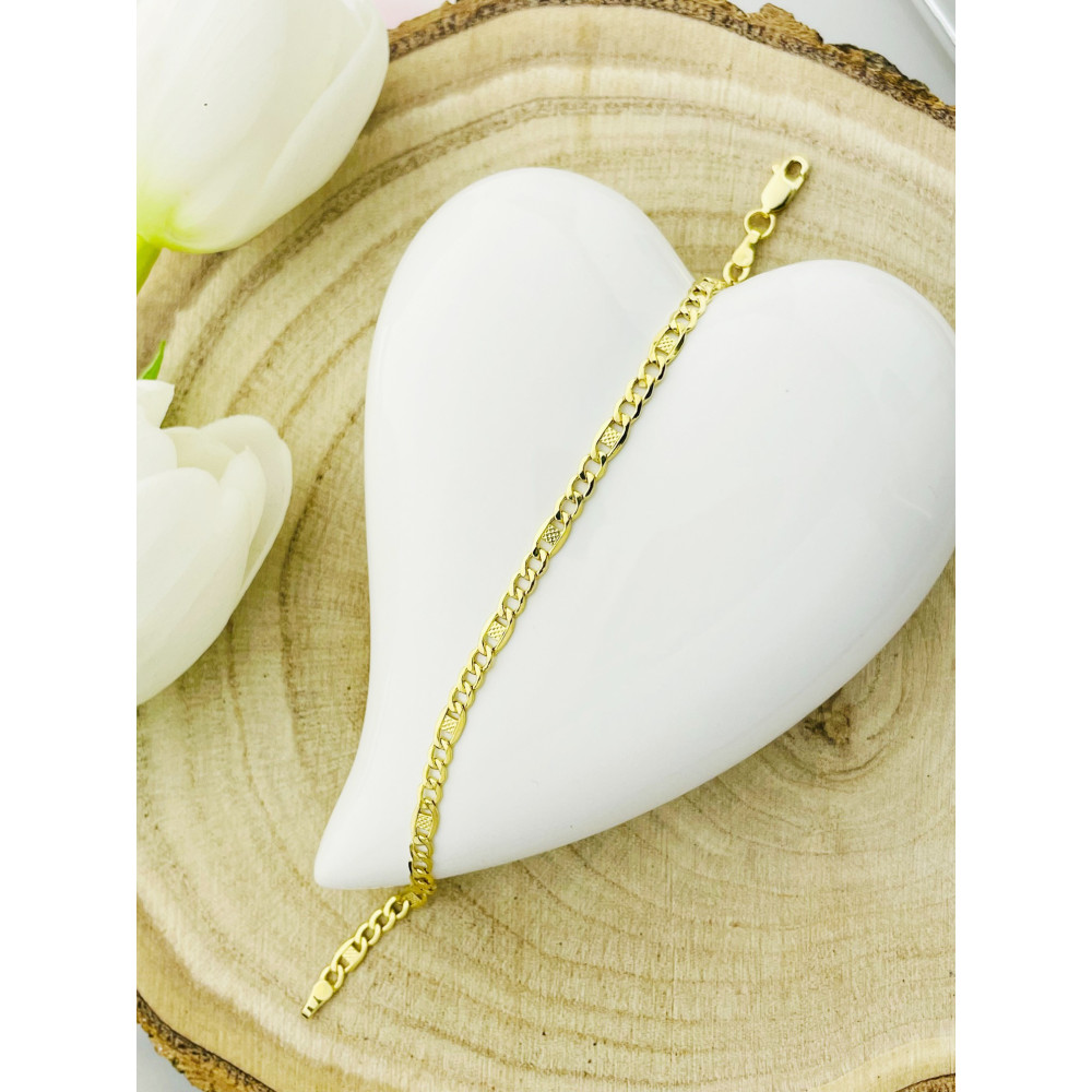 Diamondi Damen Goldarmband Armbänder Figaro-Kette Marina-Kette 585er 14KT