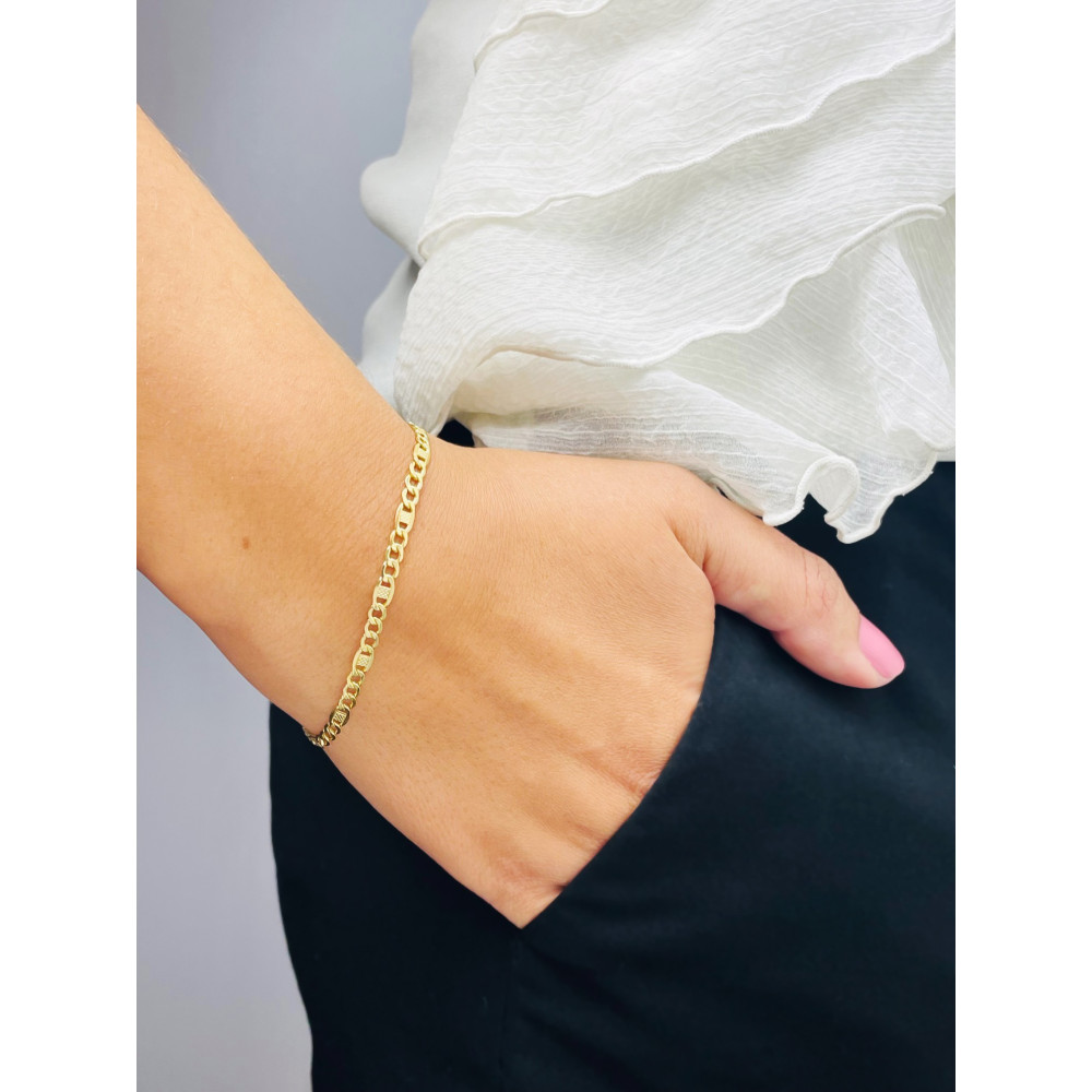 Diamondi Damen Goldarmband Armbänder Figaro-Kette Marina-Kette 585er 14KT