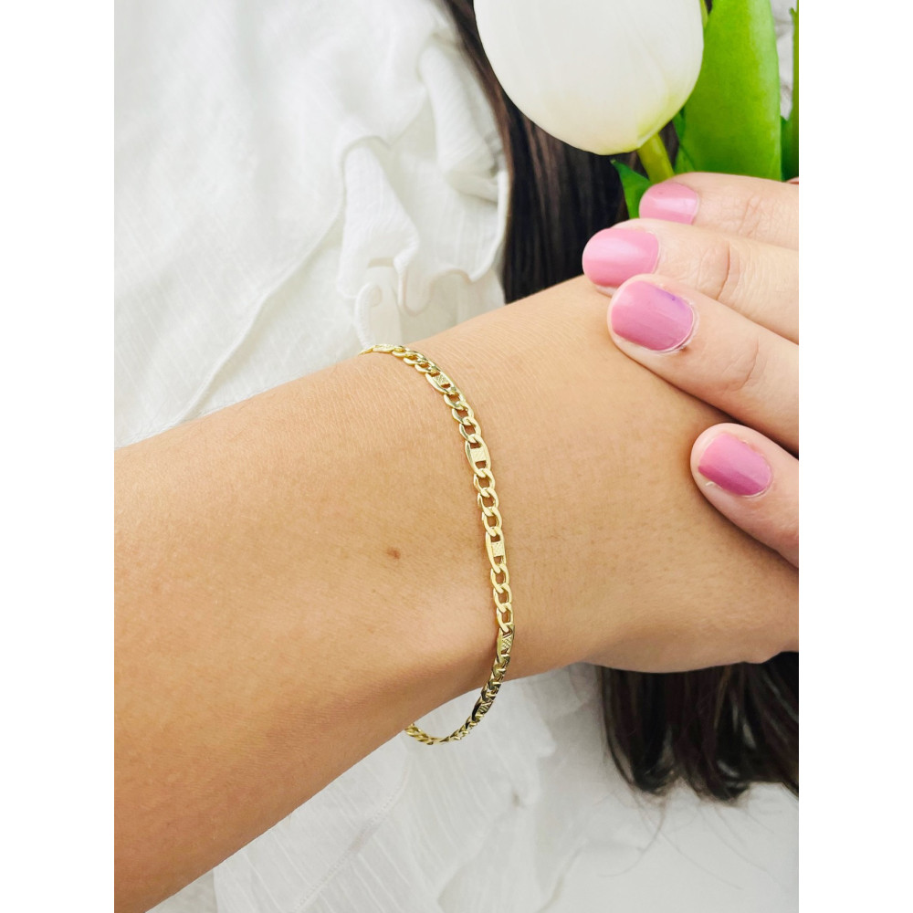 Diamondi Damen Goldarmband Armbänder Figaro-Kette Marina-Kette 585er 14KT