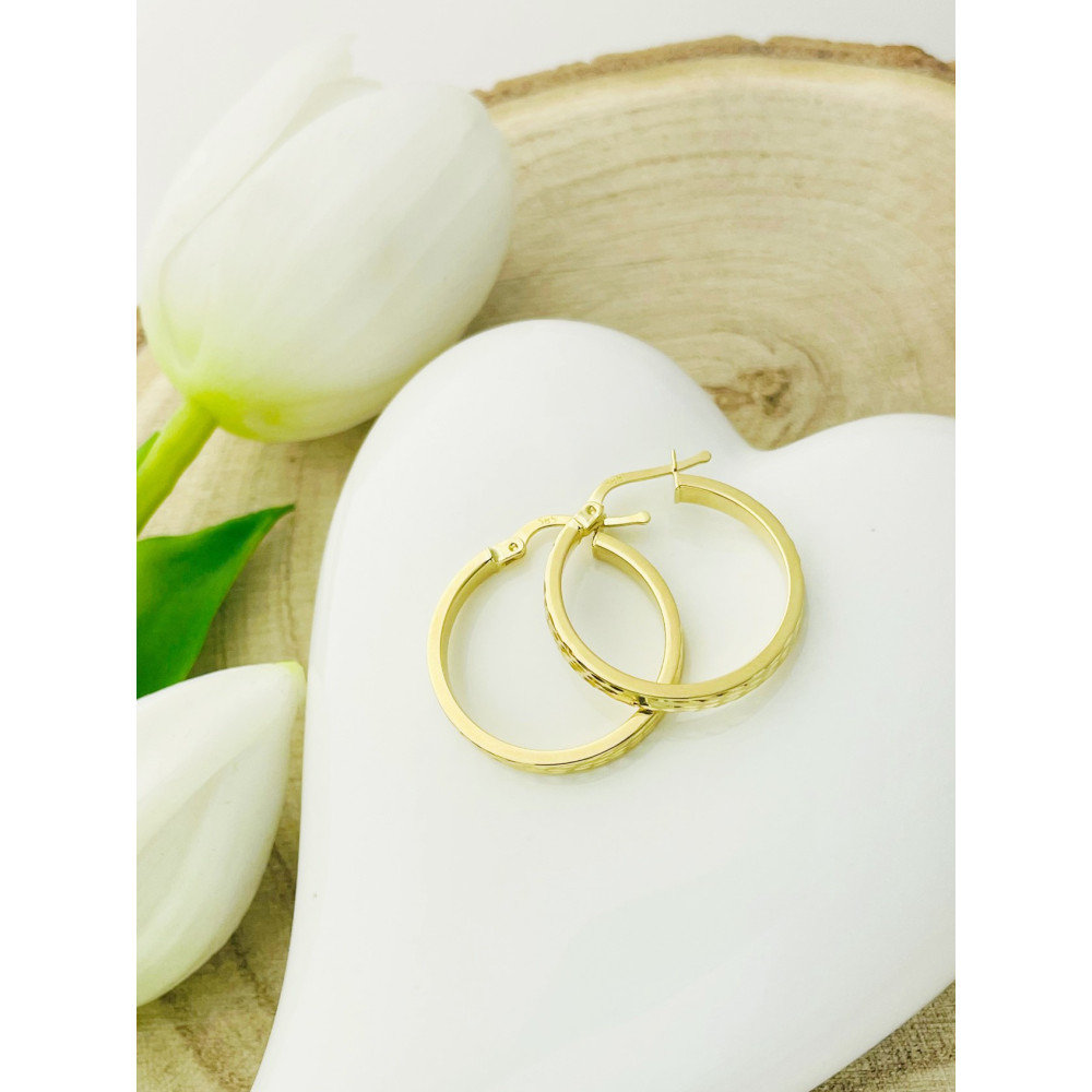 Kreis Creolen Ohrringe Ohrhänger Ohrstecker Ohrschmuck Paar Gelbgold 585er 14KT