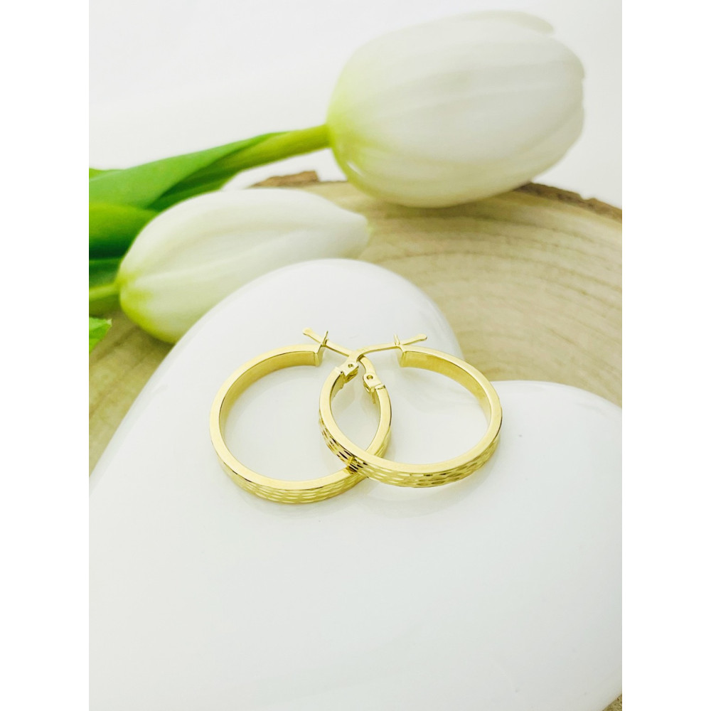 Kreis Creolen Ohrringe Ohrhänger Ohrstecker Ohrschmuck Paar Gelbgold 585er 14KT