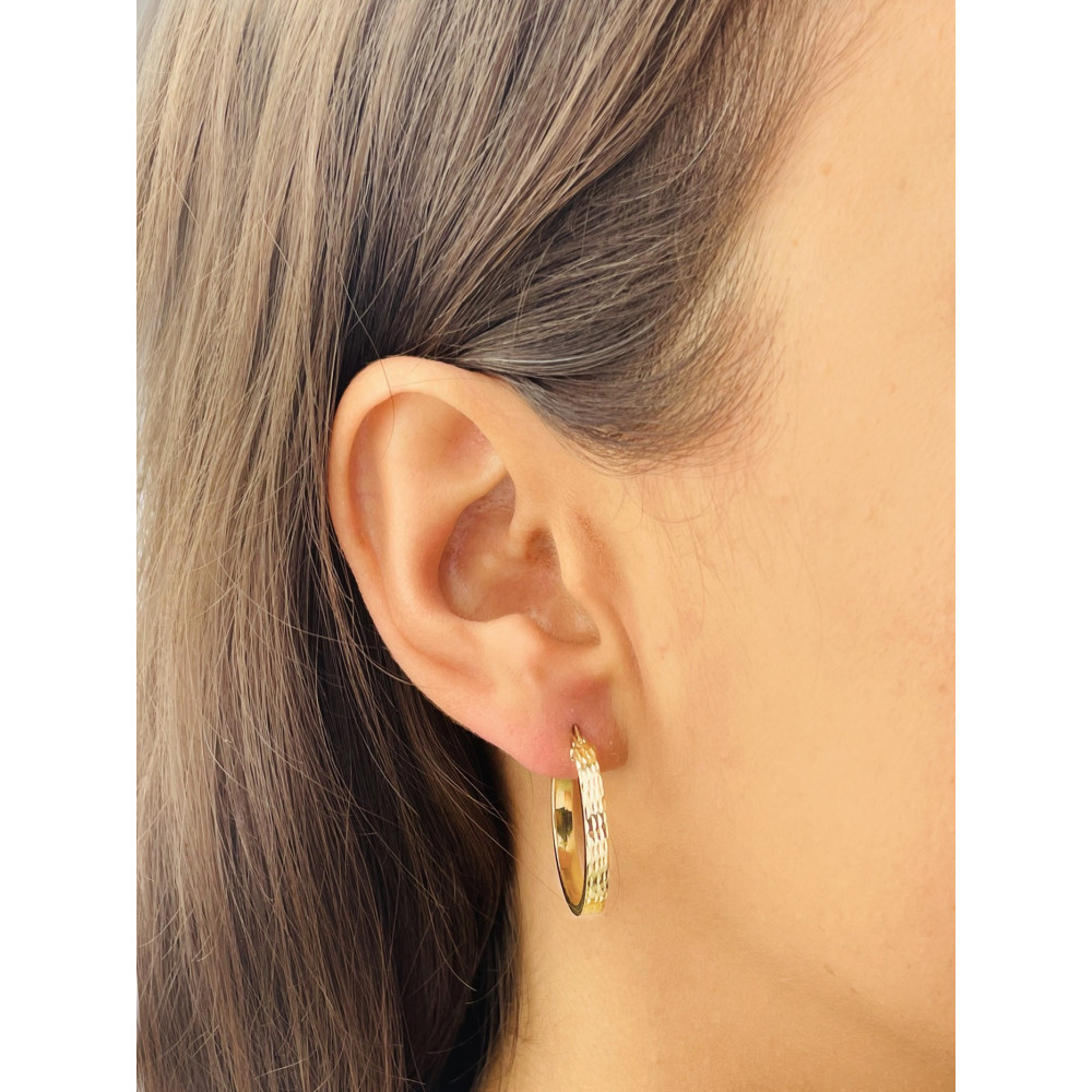 Kreis Creolen Ohrringe Ohrhänger Ohrstecker Ohrschmuck Paar Gelbgold 585er 14KT