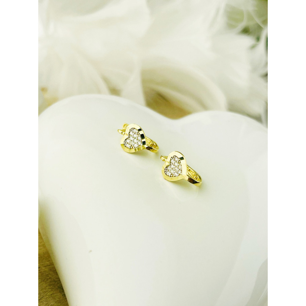 Herz Ohrringe Ohrhänger Ohrstecker Ohrschmuck mit Zirkonia Gelbgold Paar 585er 14KT