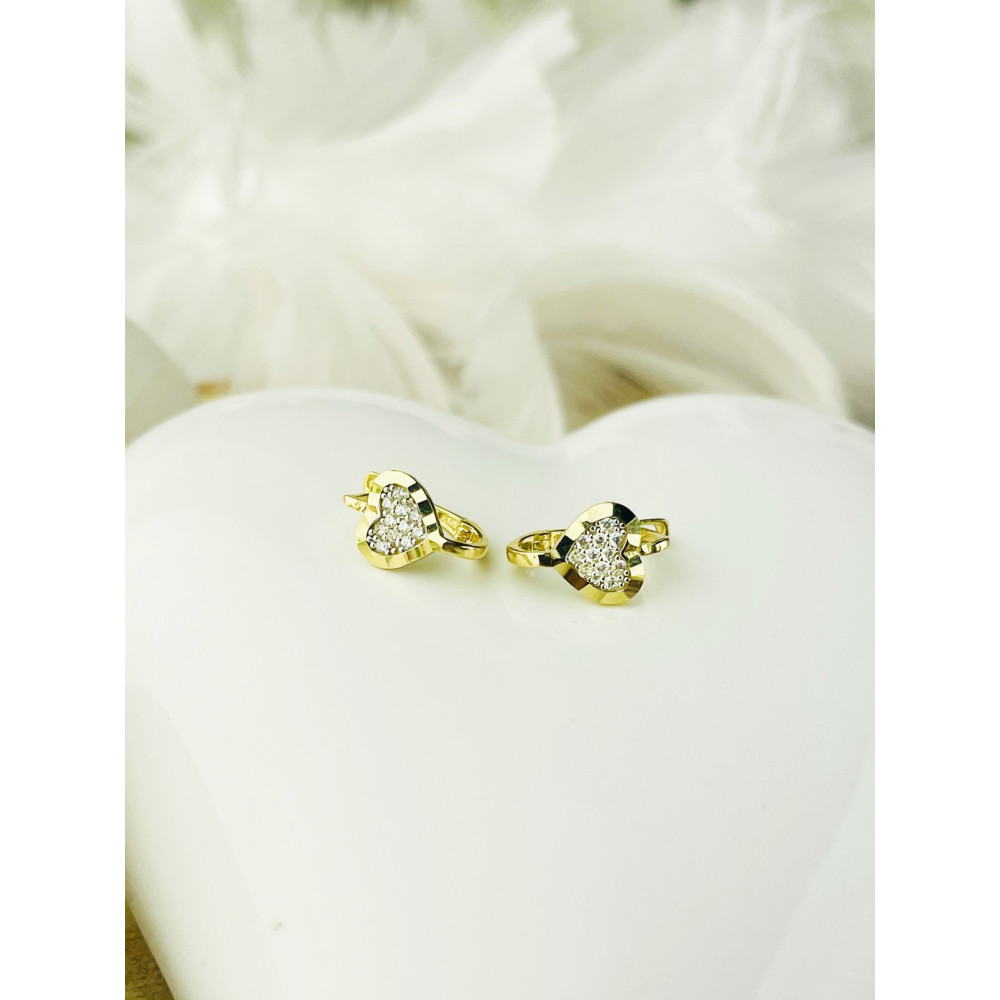 Herz Ohrringe Ohrhänger Ohrstecker Ohrschmuck mit Zirkonia Gelbgold Paar 585er 14KT