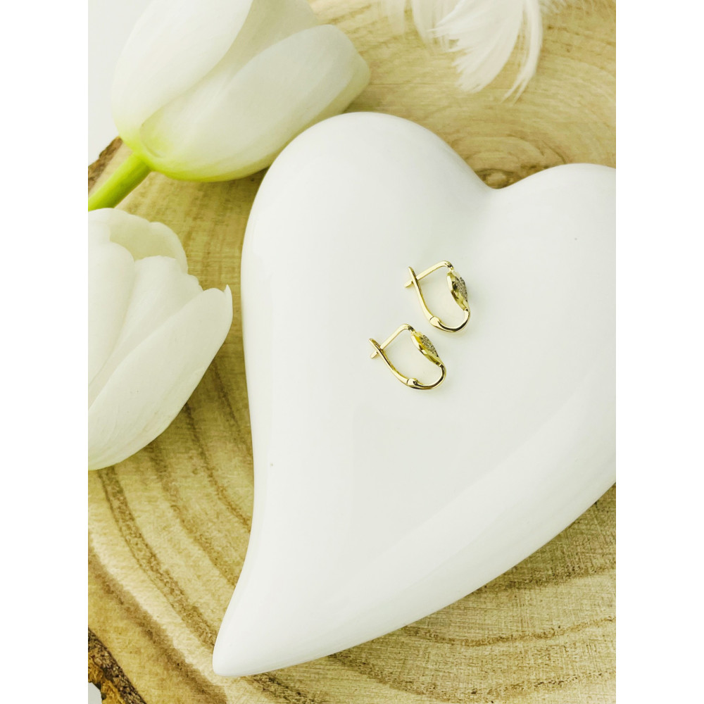 Herz Ohrringe Ohrhänger Ohrstecker Ohrschmuck mit Zirkonia Gelbgold Paar 585er 14KT