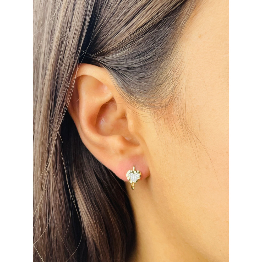 Herz Ohrringe Ohrhänger Ohrstecker Ohrschmuck mit Zirkonia Gelbgold Paar 585er 14KT