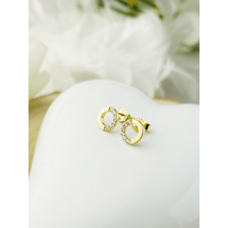 copy of Złote kolczyki kuleczki z cyrkoniami dwukolorowe