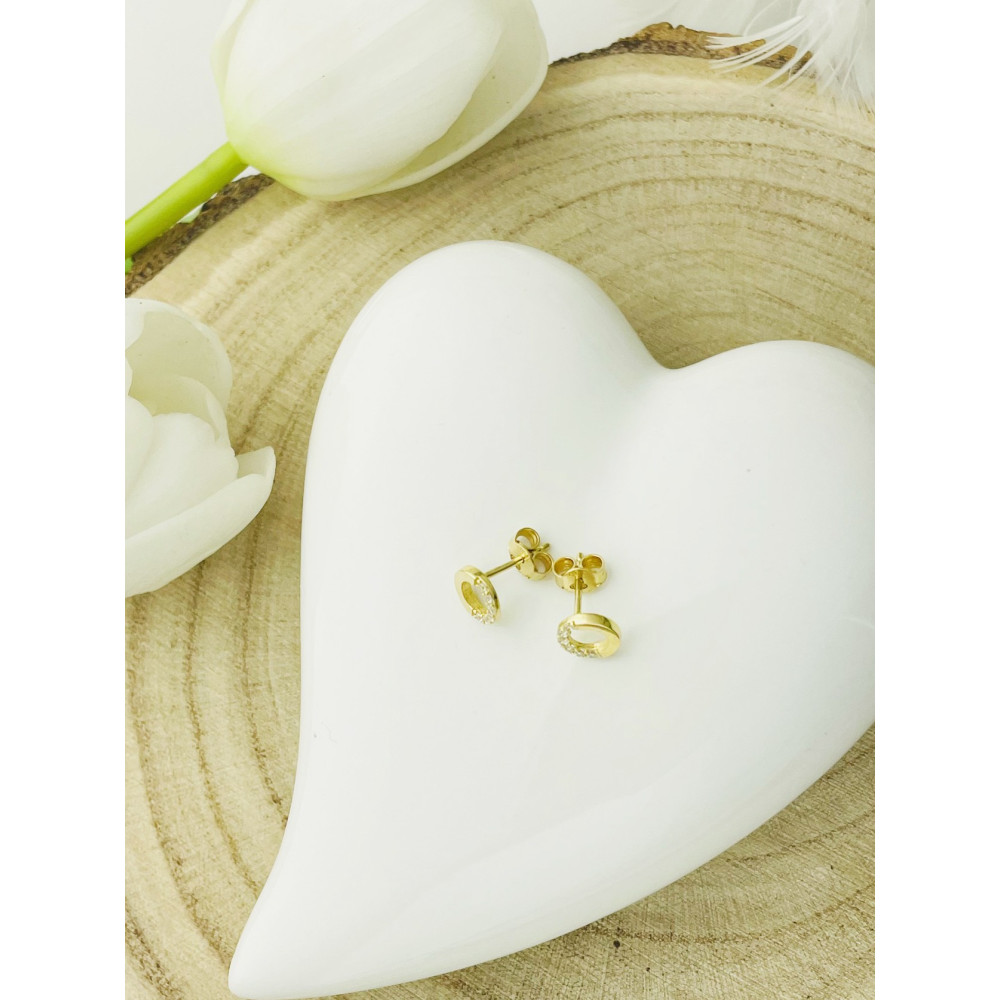 copy of Złote kolczyki kuleczki z cyrkoniami dwukolorowe