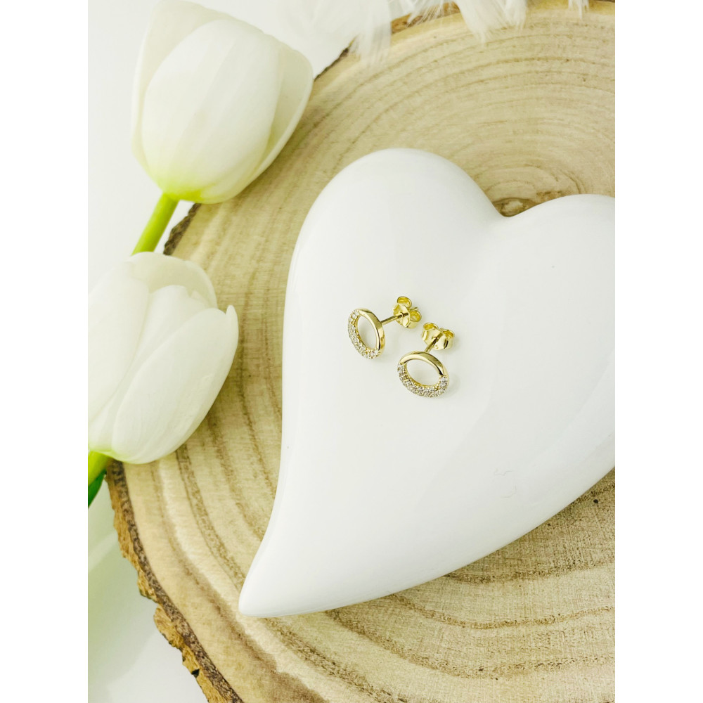 copy of Złote kolczyki kuleczki z cyrkoniami dwukolorowe