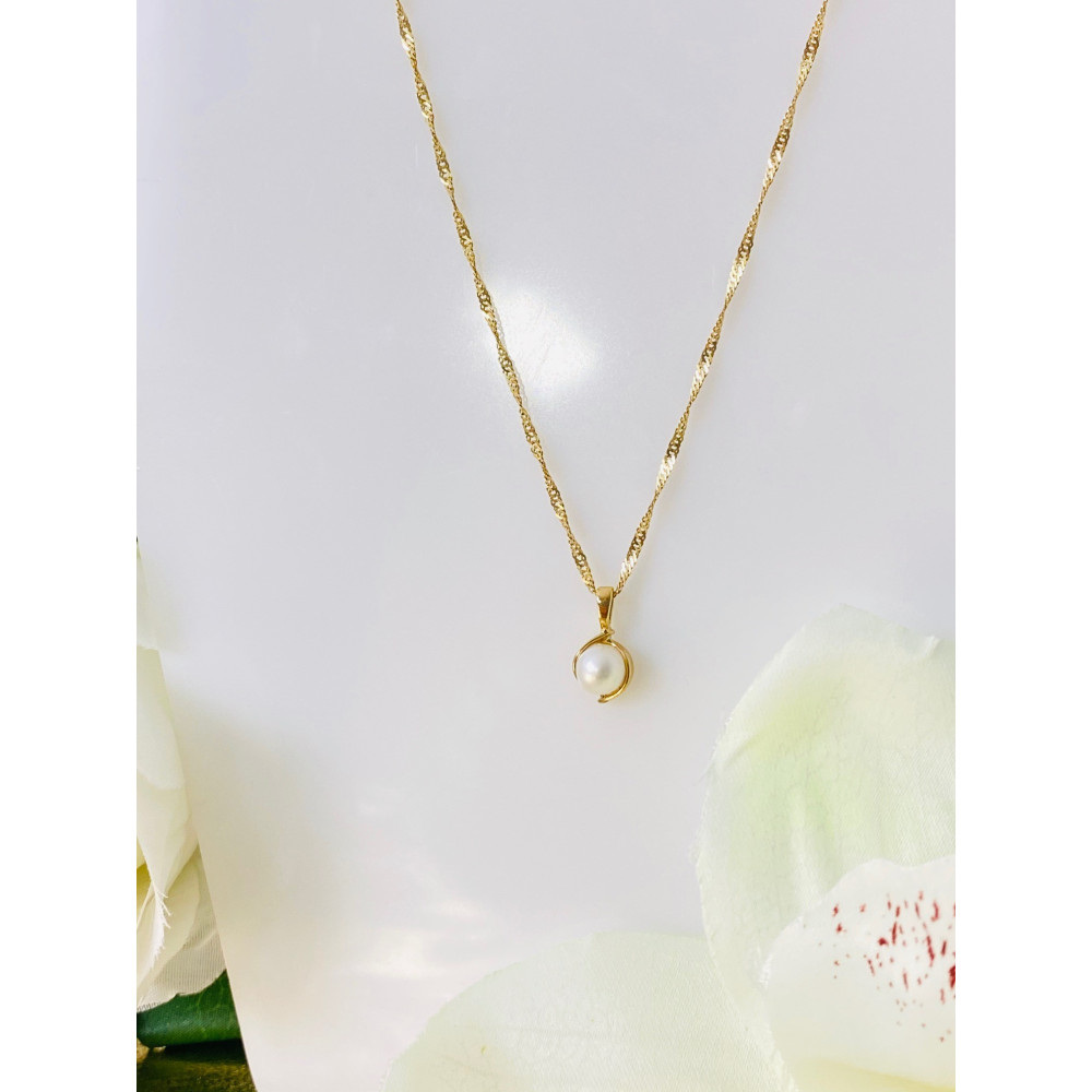 Złota zawieszka wisiorek perła