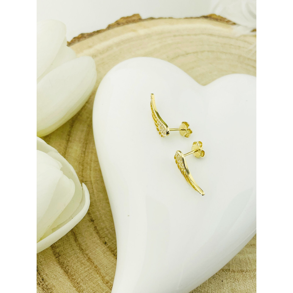 Gold Ohrringe Flügel mit Zirkonia Ohrhänger Ohrstecker Ohrschmuck Gelbgold Gold 585er 14KT