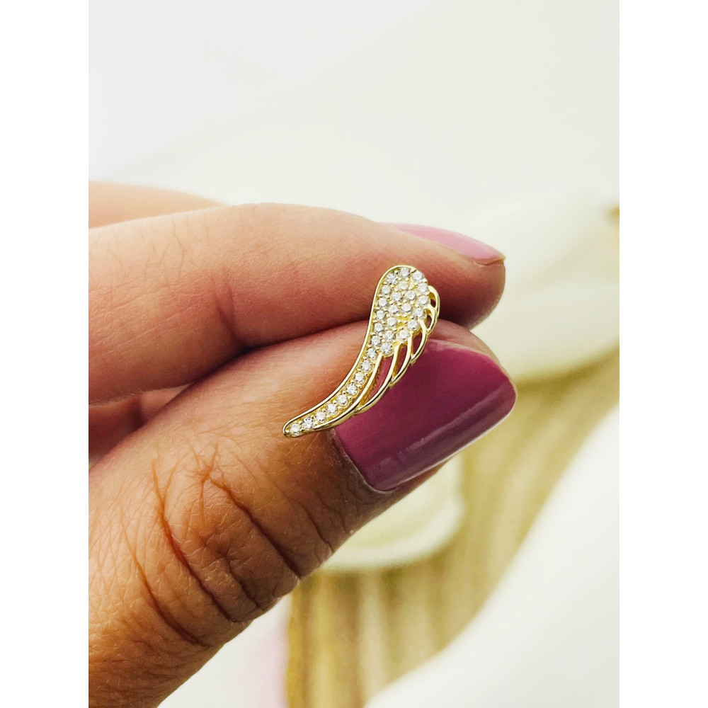 Gold Ohrringe Flügel mit Zirkonia Ohrhänger Ohrstecker Ohrschmuck Gelbgold Gold 585er 14KT