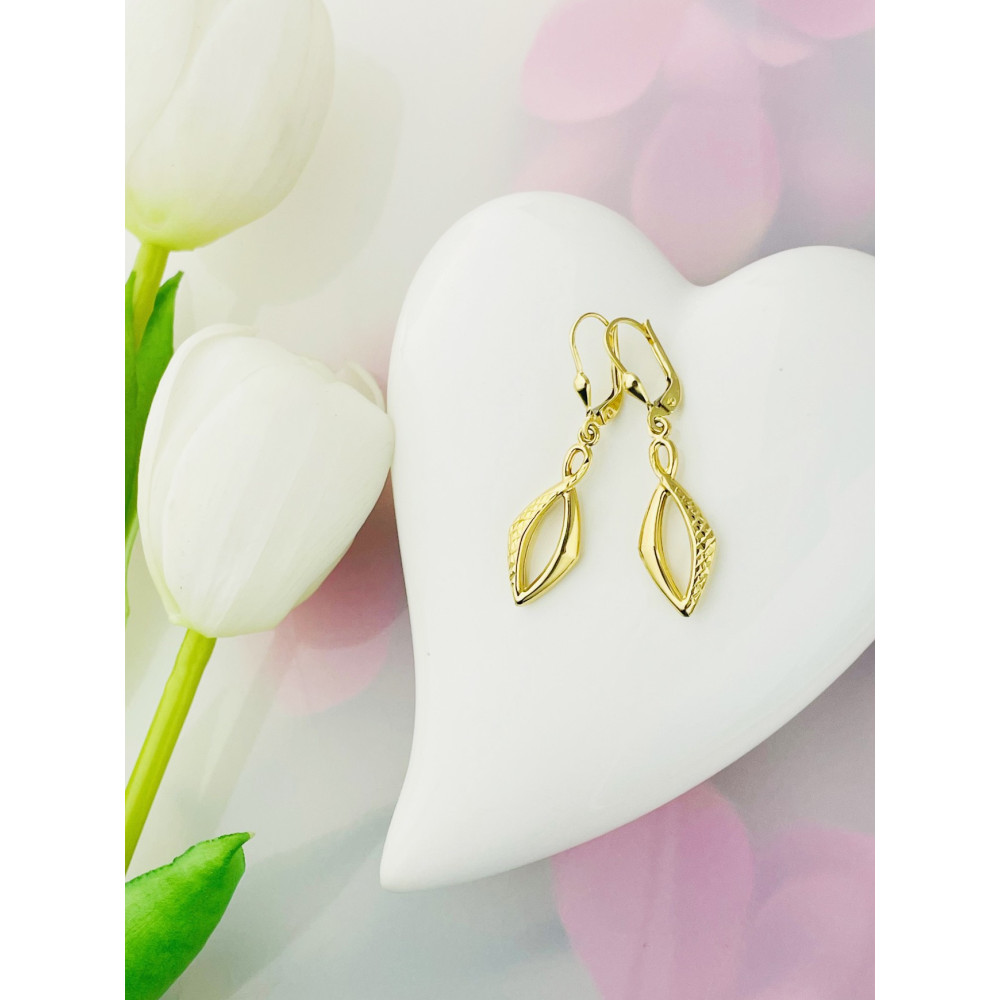 Katzenauge Gold Ohrringe Ohrhänger Ohrstecker Ohrschmuck Paar Gelbgold 585er 14KT