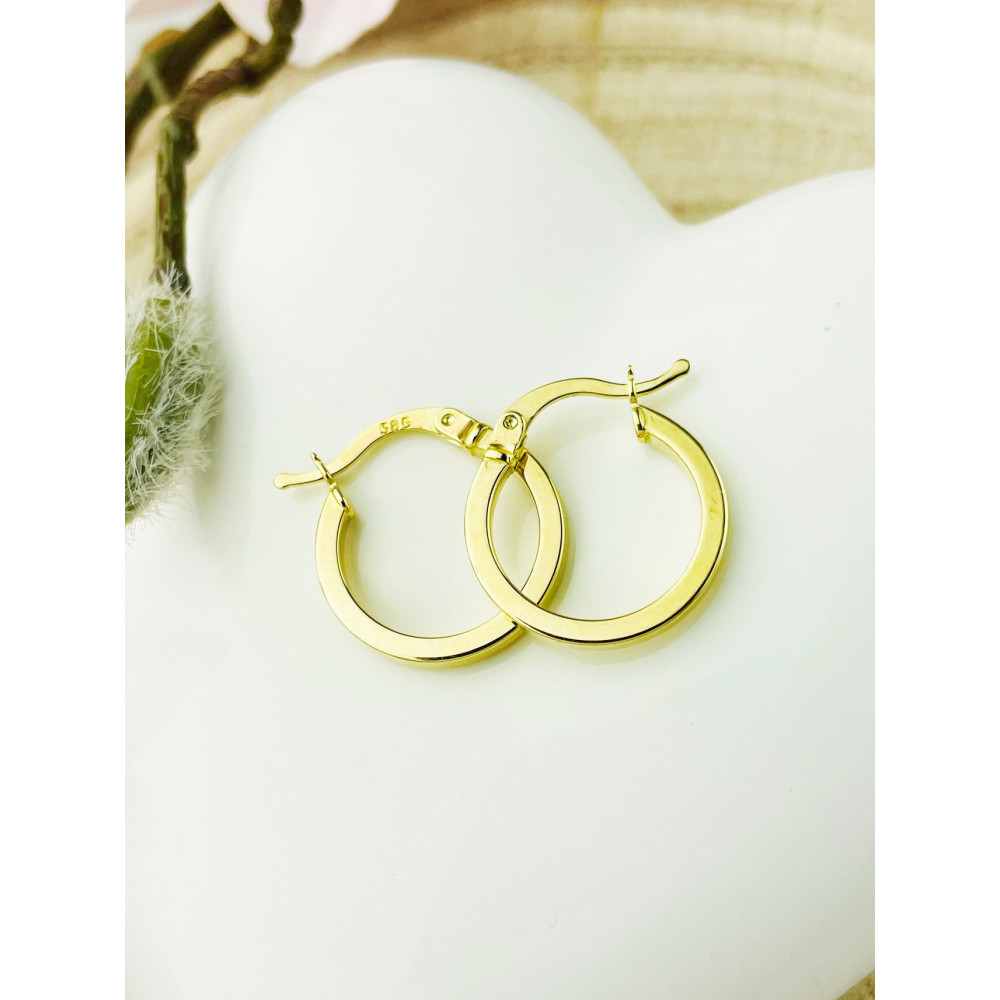 Kreis Creolen Ohrringe Ohrhänger Ohrstecker Ohrschmuck Paar Gelbgold 585er 14KT