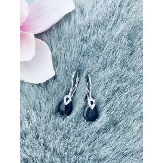 925 Silber Ohrringe mit Zirkonia Ohrringe mit schwarzer Stein