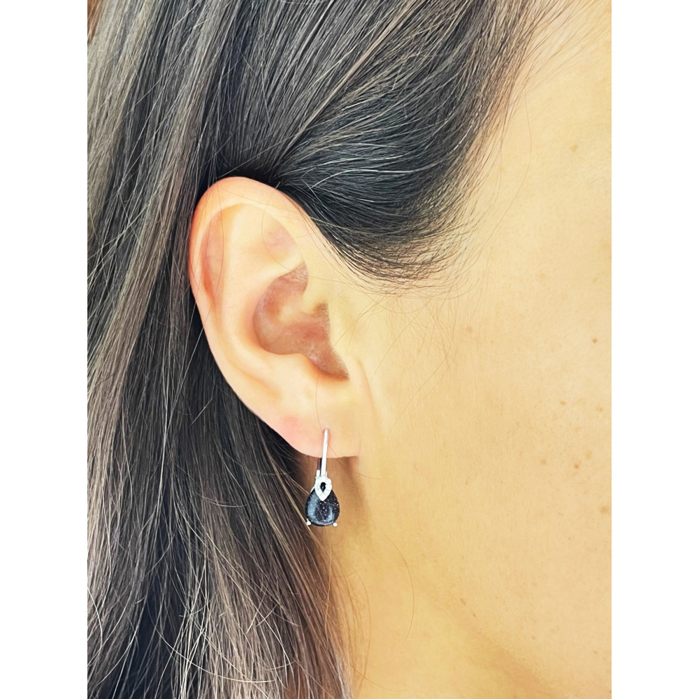 925 Silber Ohrringe mit Zirkonia Ohrringe mit schwarzer Stein