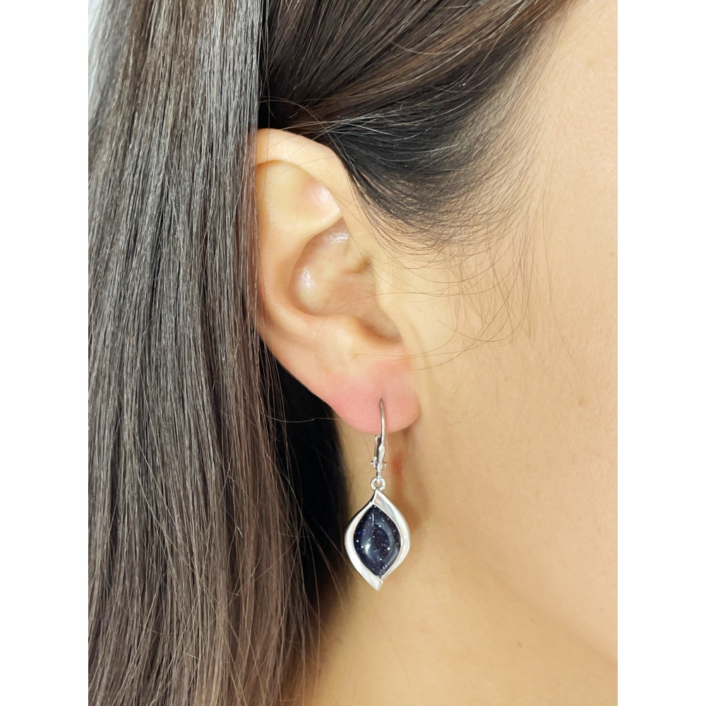 925 Silber Ohrringe mit schwarzer Stein