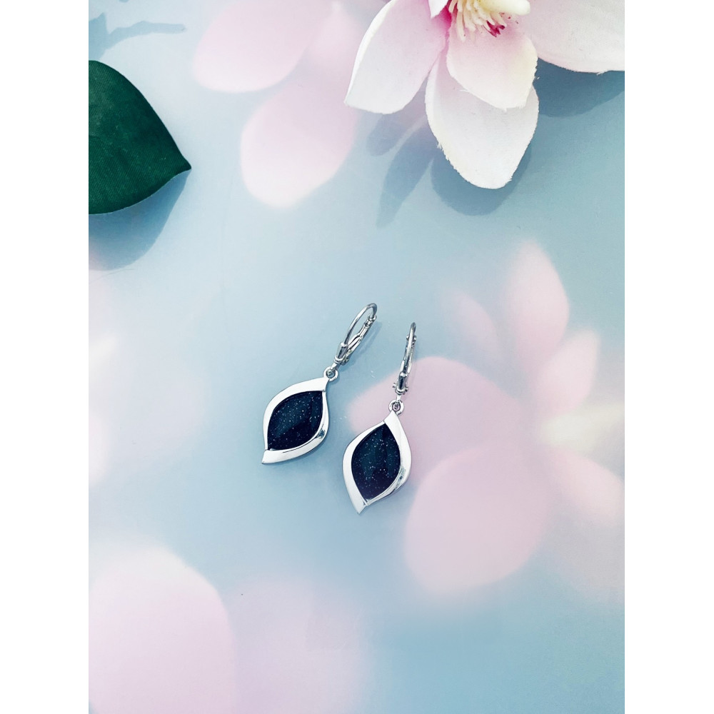 925 Silber Ohrringe mit schwarzer Stein