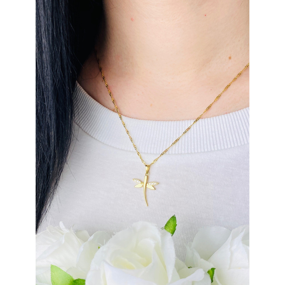 Złota zawieszka wisiorek ważka