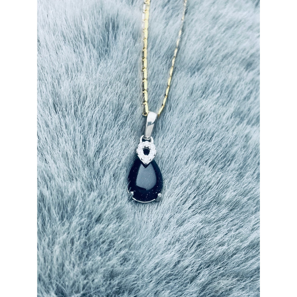 Srebrny wisiorek zawieszka Noc Kairu z cyrkoniami łezka kropla