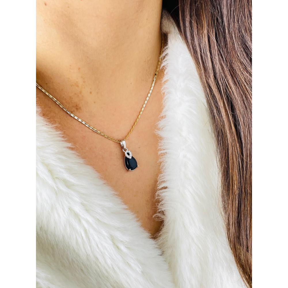 Srebrny wisiorek zawieszka Noc Kairu z cyrkoniami łezka kropla