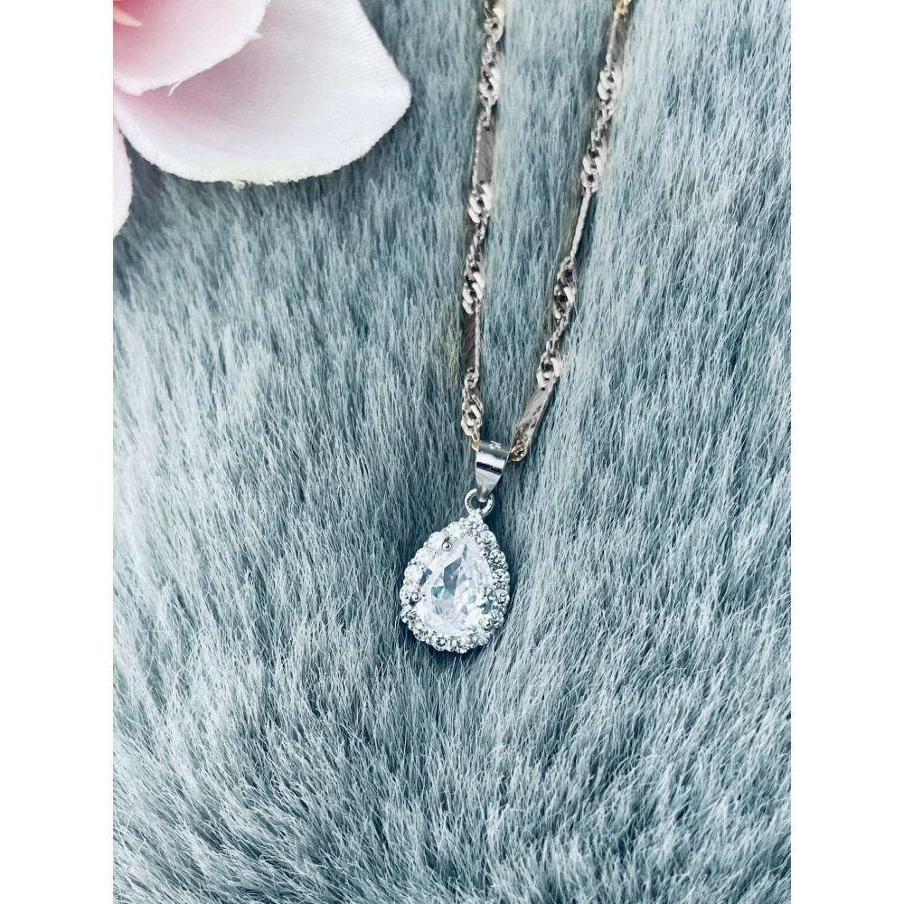 Träne 925 Silber Damen Medaillon Anhänger mit Zirkonia