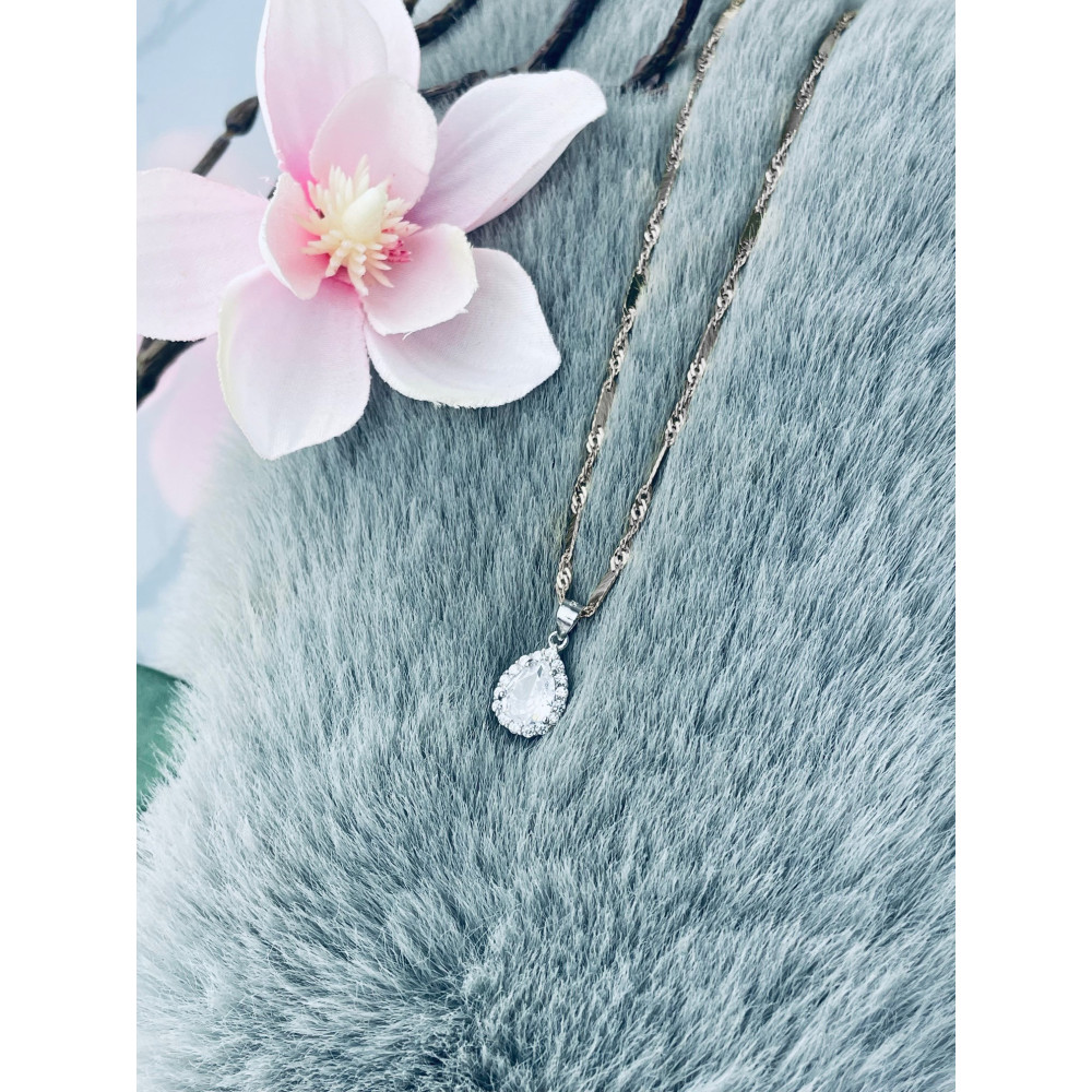 Träne 925 Silber Damen Medaillon Anhänger mit Zirkonia