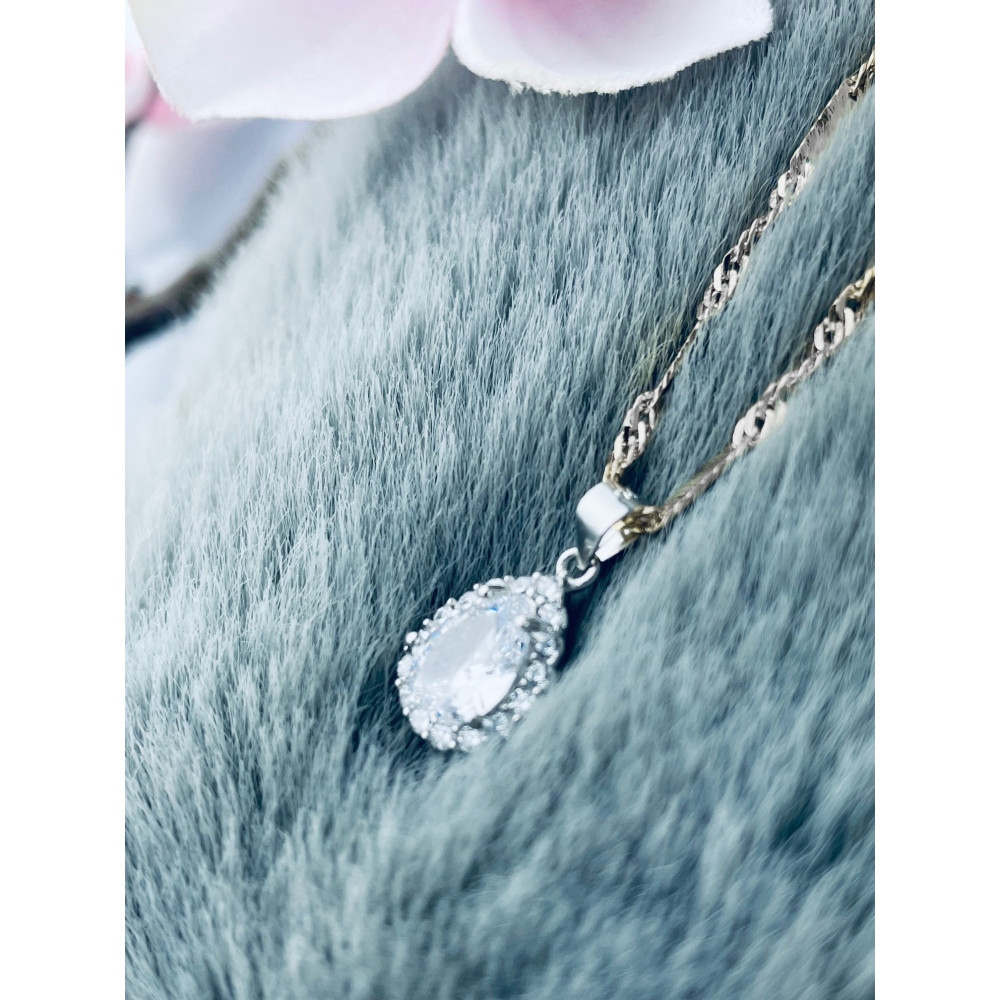 Träne 925 Silber Damen Medaillon Anhänger mit Zirkonia