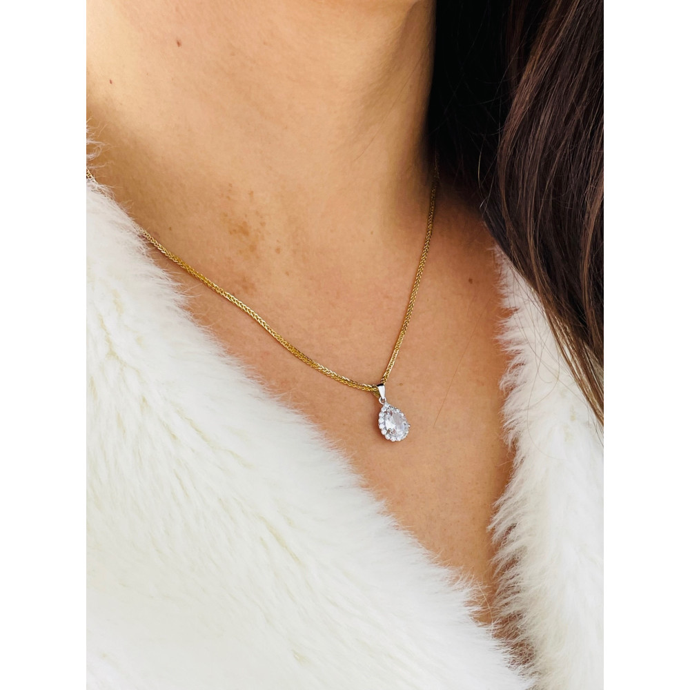 Träne 925 Silber Damen Medaillon Anhänger mit Zirkonia