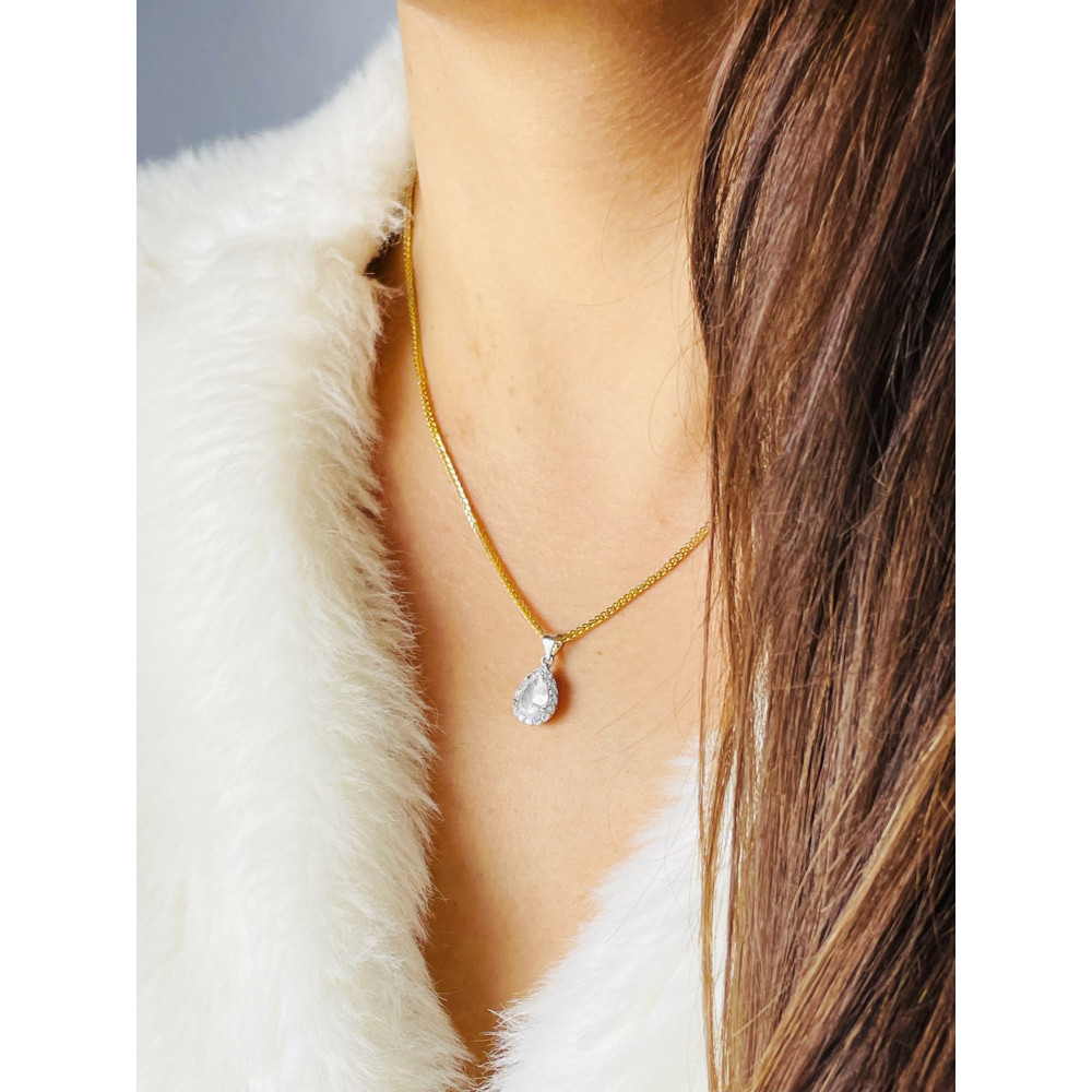 Träne 925 Silber Damen Medaillon Anhänger mit Zirkonia