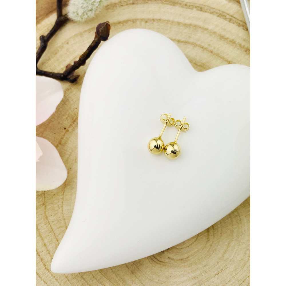 Ball Ohrringe Ohrhänger Ohrstecker Ohrschmuck Gelbgold Paar Gold 585er 14KT