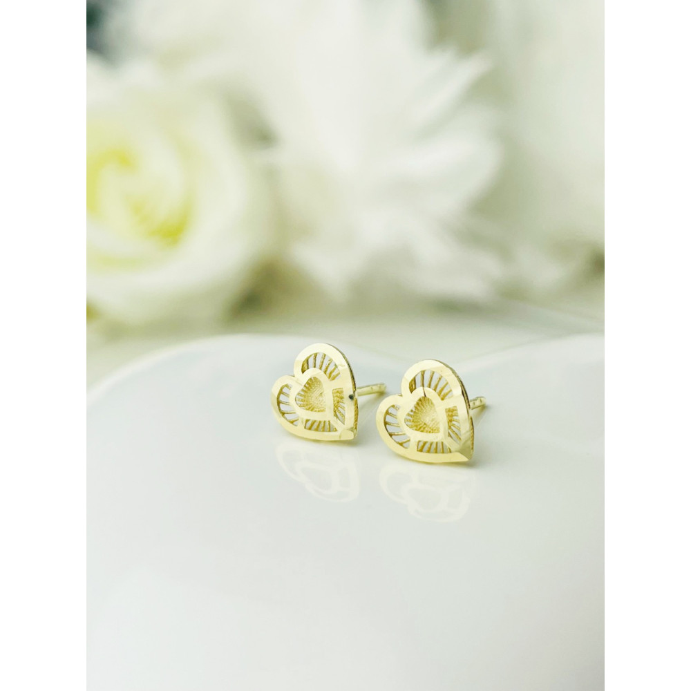 Herz Ohrringe Ohrhänger Ohrstecker Ohrschmuck Gelbgold Paar 585er 14KT